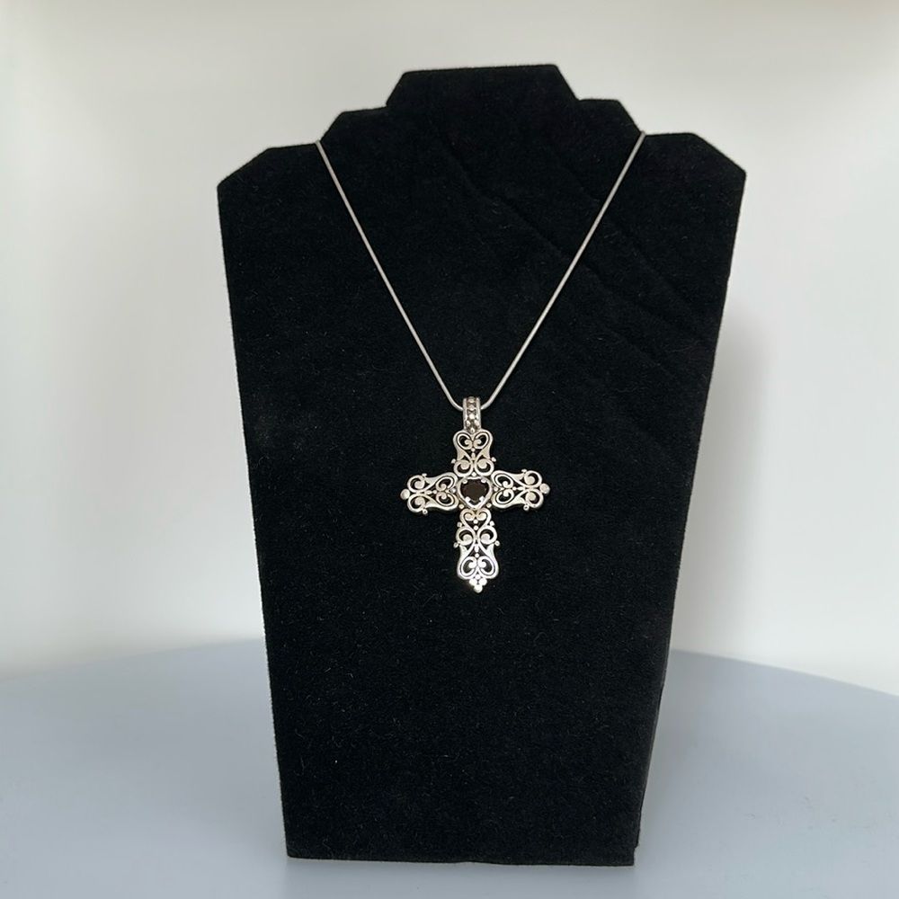 Brighton cross necklace with red crystal